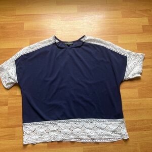 Suzanne Betro Lace Trim Top Size M